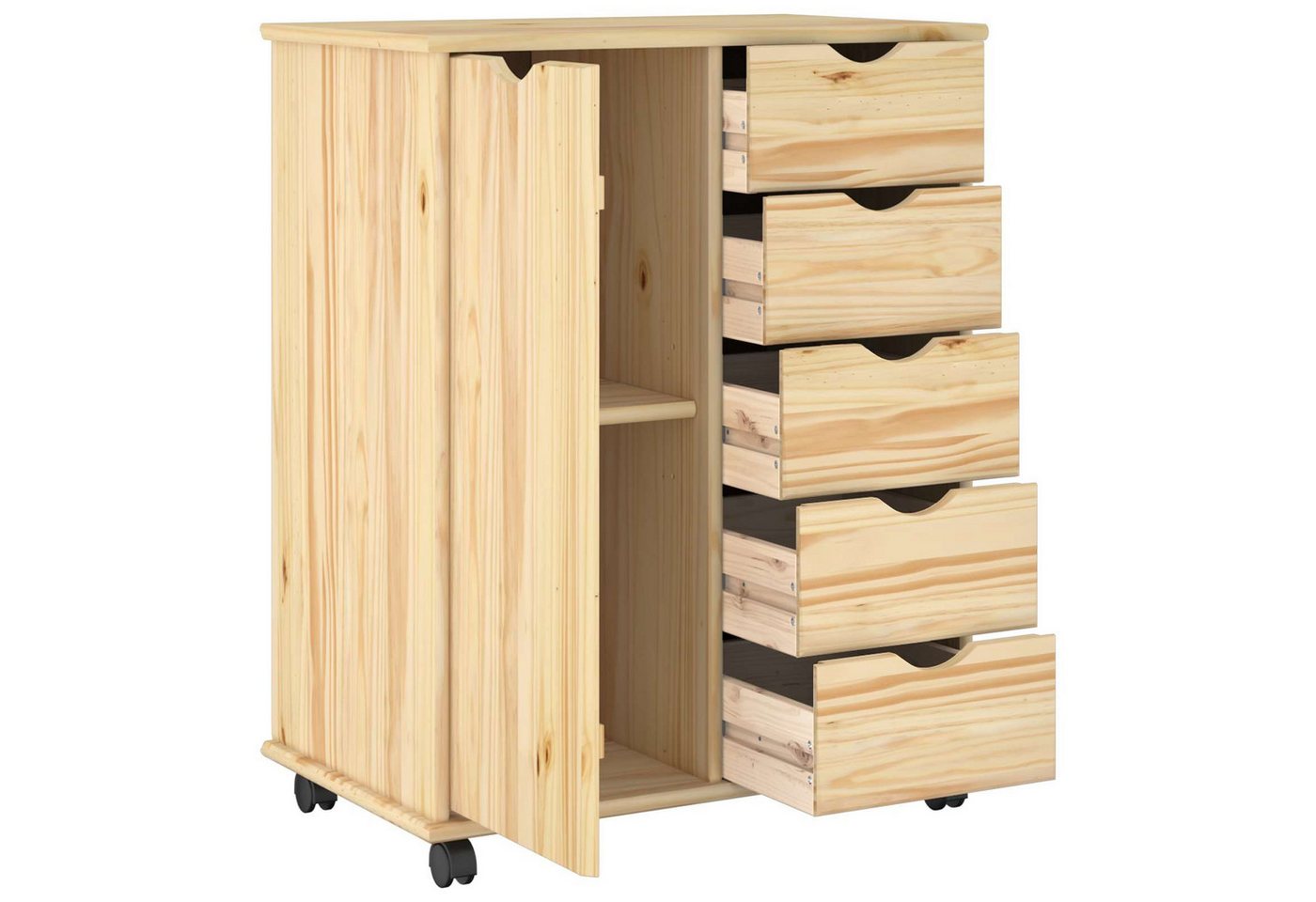 vidaXL Schranksystem Rollschrank 63,5 x 39 x 79 cm Massivholz Kiefer Braun (1-St) – Bild 3 von 5