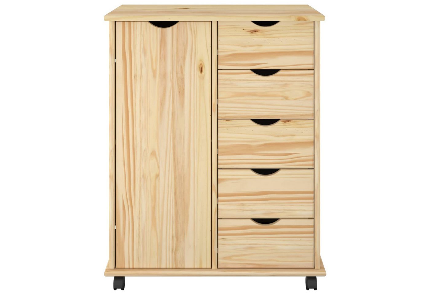 vidaXL Schranksystem Rollschrank 63,5 x 39 x 79 cm Massivholz Kiefer Braun (1-St) – Bild 4 von 5