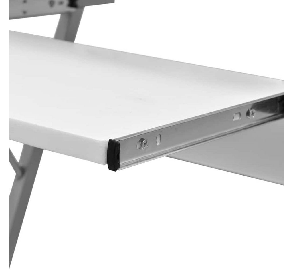 vidaXL Schreibtisch Kompakter Computertisch mit Tastaturablage Weiß, Schreibtisch Rollen Computertisch Computerwagen Arbeitstisch PC Tisch – Bild 3 von 5