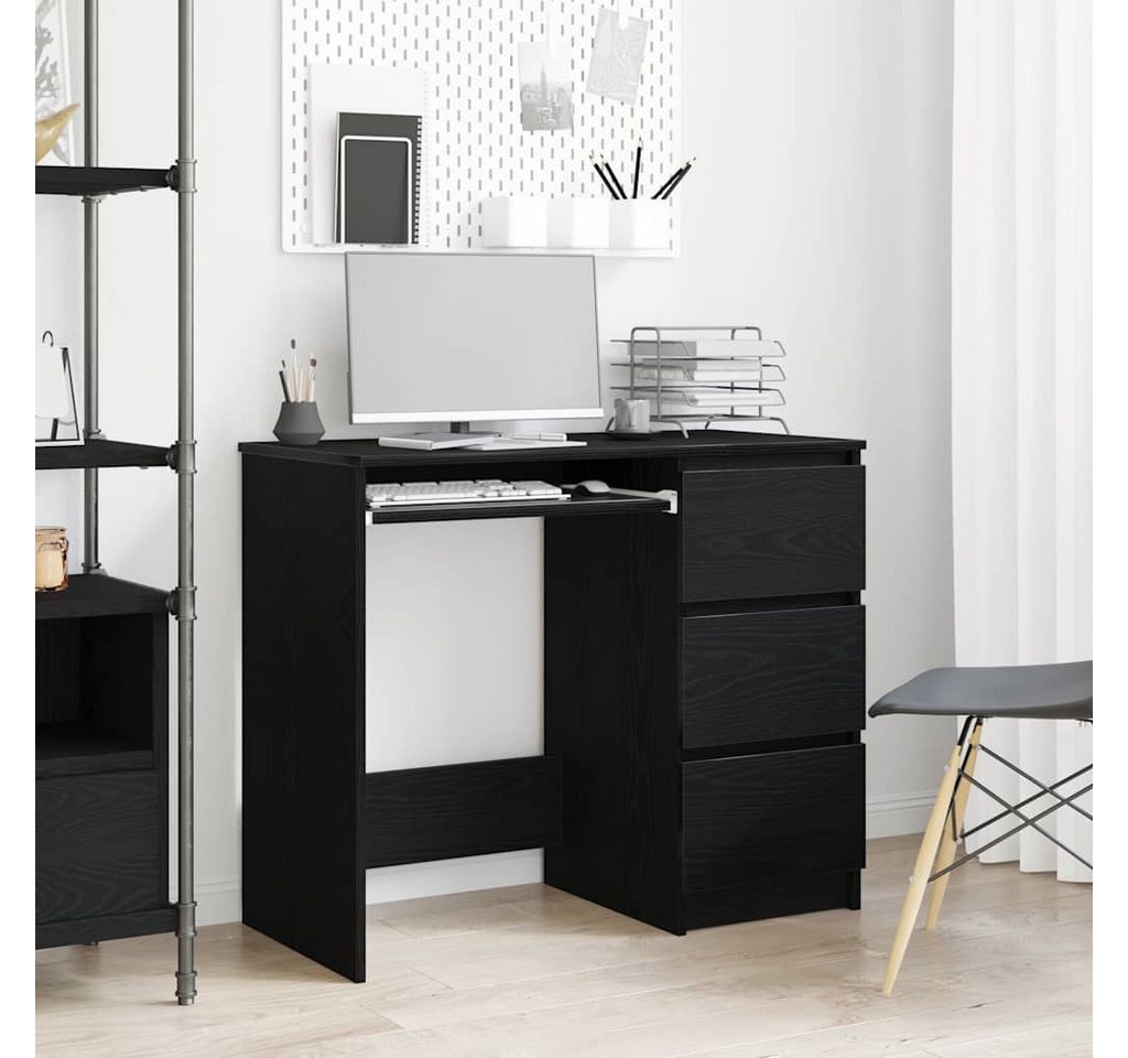 vidaXL Schreibtisch Schreibtisch Schwarz Eichen-Optik 90x45x76 cm Holzwerkstoff – Bild 2 von 5