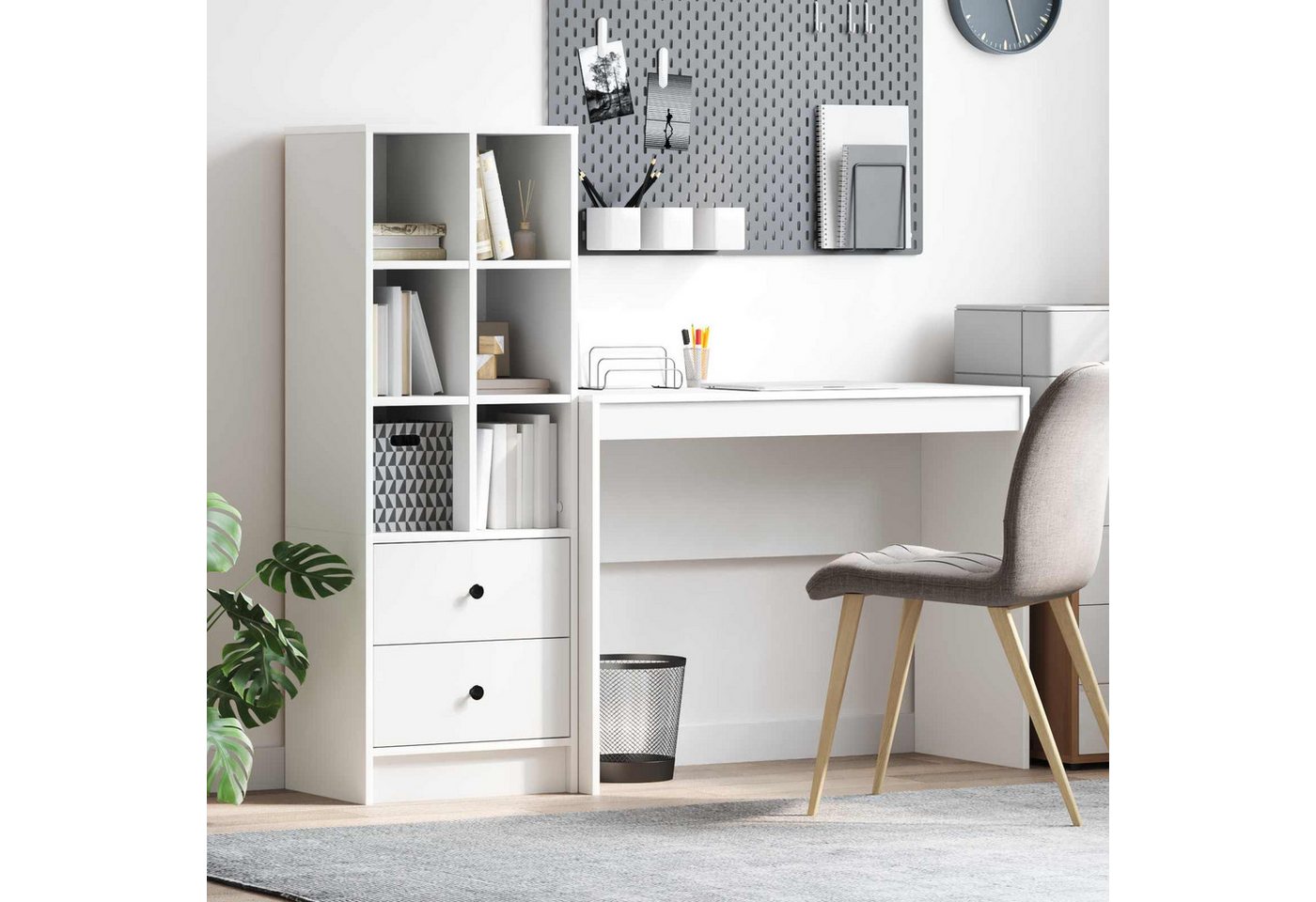 vidaXL Schreibtisch Schreibtisch Weiß 145,5 x 40 x 127 cm 2 stk. (2-St) – Bild 2 von 5