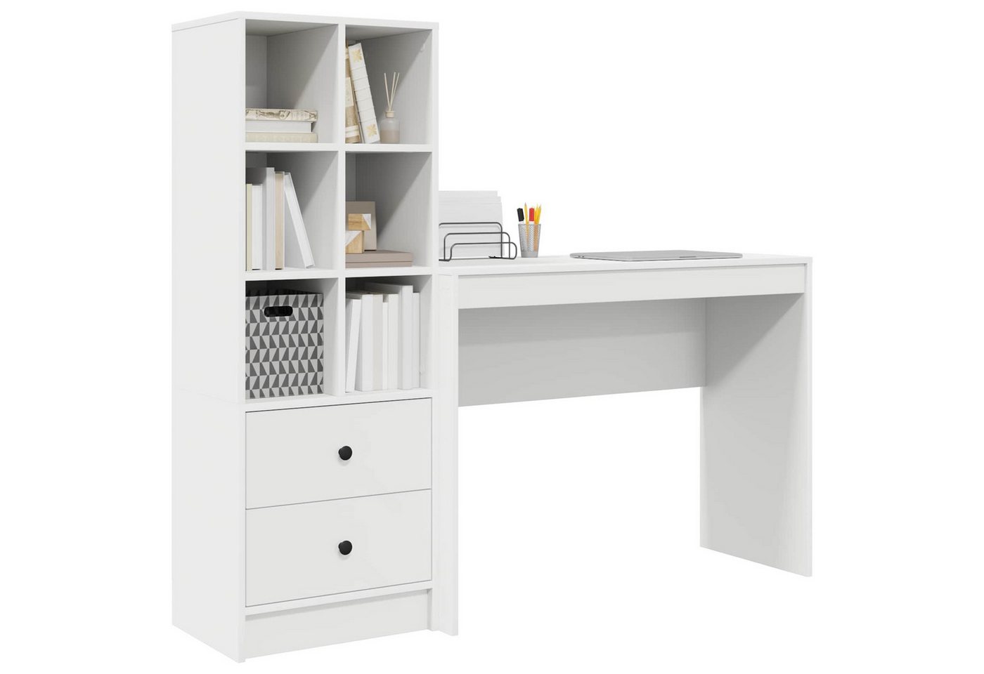 vidaXL Schreibtisch Schreibtisch Weiß 145,5 x 40 x 127 cm 2 stk. (2-St) – Bild 3 von 5