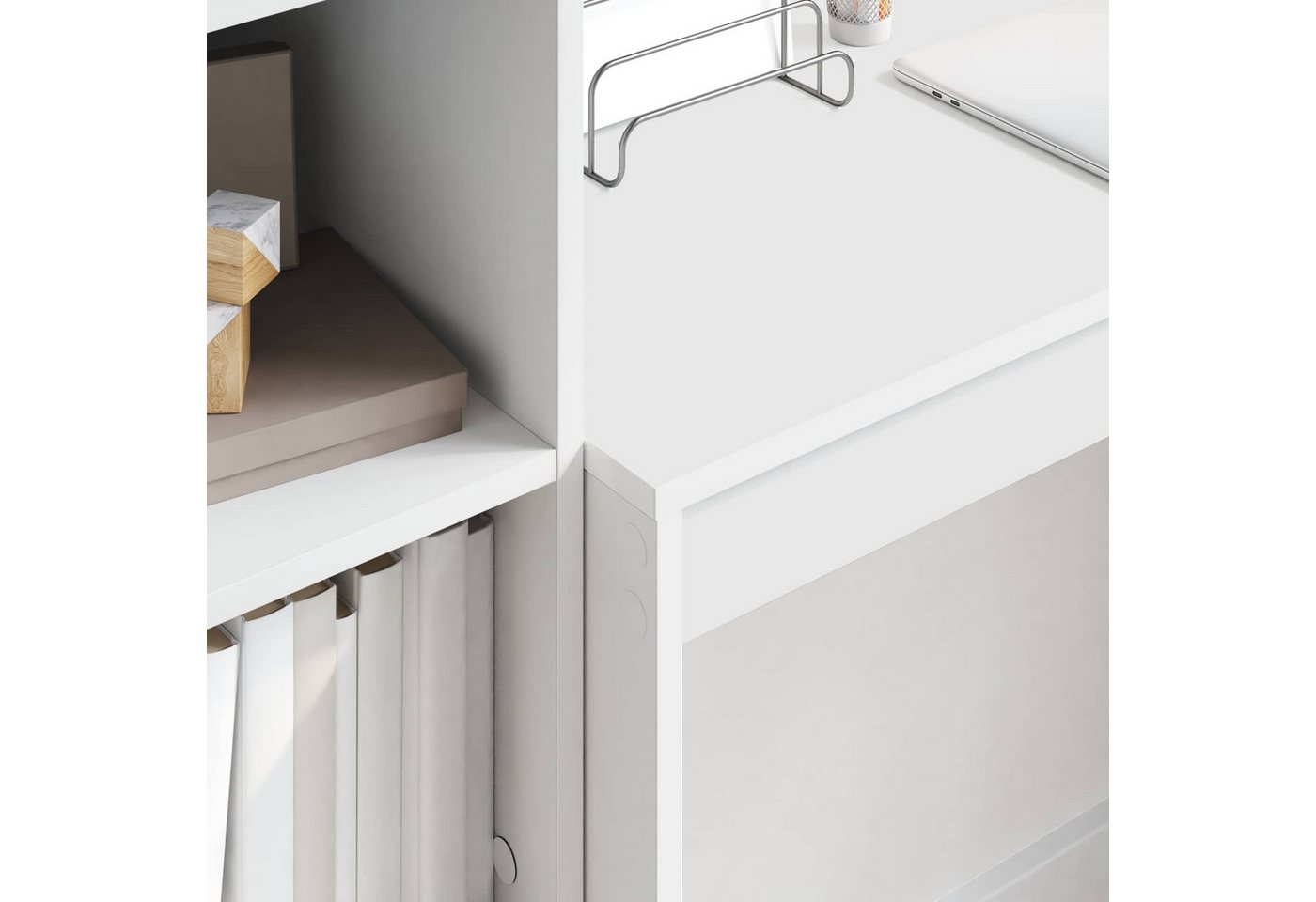 vidaXL Schreibtisch Schreibtisch Weiß 145,5 x 40 x 127 cm 2 stk. (2-St) – Bild 4 von 5