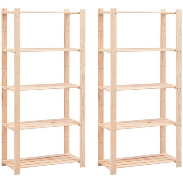 vidaXL Schwerlastregal Lagerregale 5 Böden 2 Stk. 80×38×170cm Kiefer Massivholz 250kg, 2-tlg., 2x Kiefer Massiv Lagerregal 5 Böden 250kg Kellerregal Holzregal R
