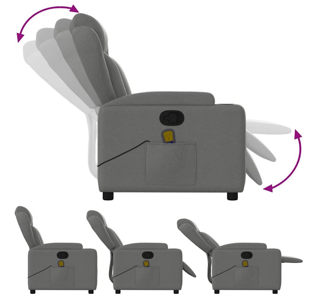 vidaXL Sessel Massage-Relaxsessel, Stoff, Dunkelgrau (1-St) – Bild 5 von 5