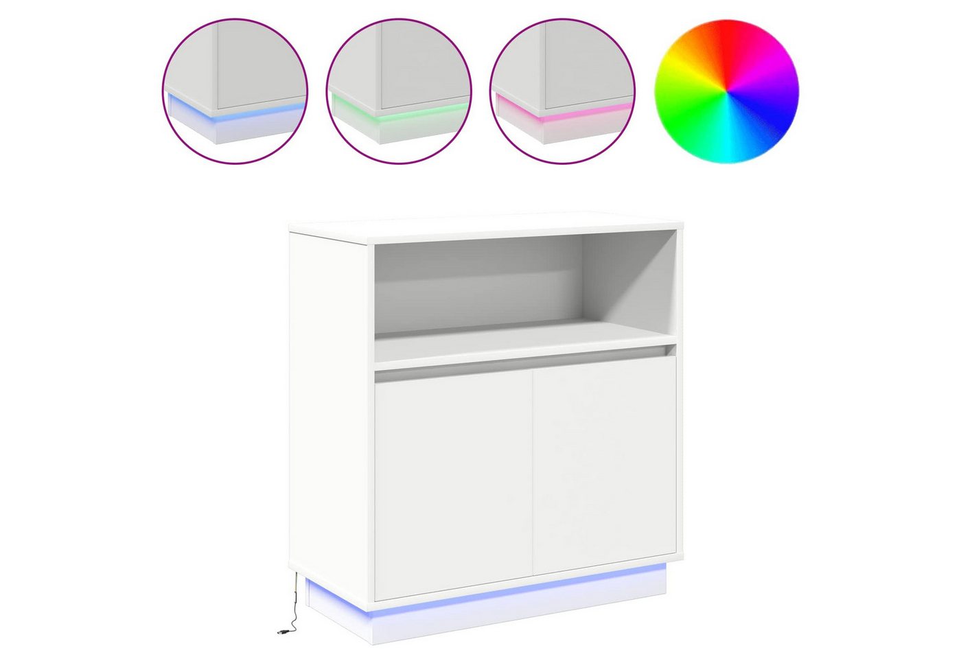 vidaXL Sideboard LED-Sideboard Weiß 71 x 34,5 x 75 cm Holzwerkstoff (1 St) – Bild 4 von 5