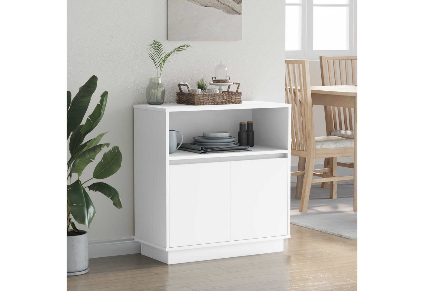 vidaXL Sideboard LED-Sideboard Weiß 71 x 34,5 x 75 cm Holzwerkstoff (1 St) – Bild 5 von 5