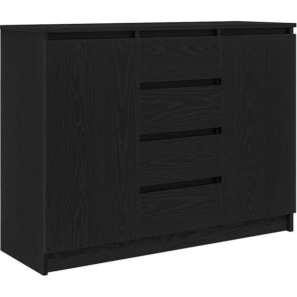 vidaXL Sideboard Sideboard mit Schubladen Schwarz Eichen-Optik 100,5x35x76 cm (1 St)
