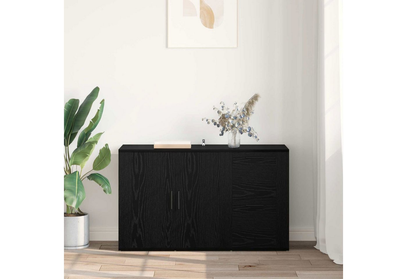 vidaXL Sideboard Sideboard Schwarz Eichen-Optik 100 x 33 x 59,5 cm Holzwerkstoff (1 St) – Bild 4 von 5