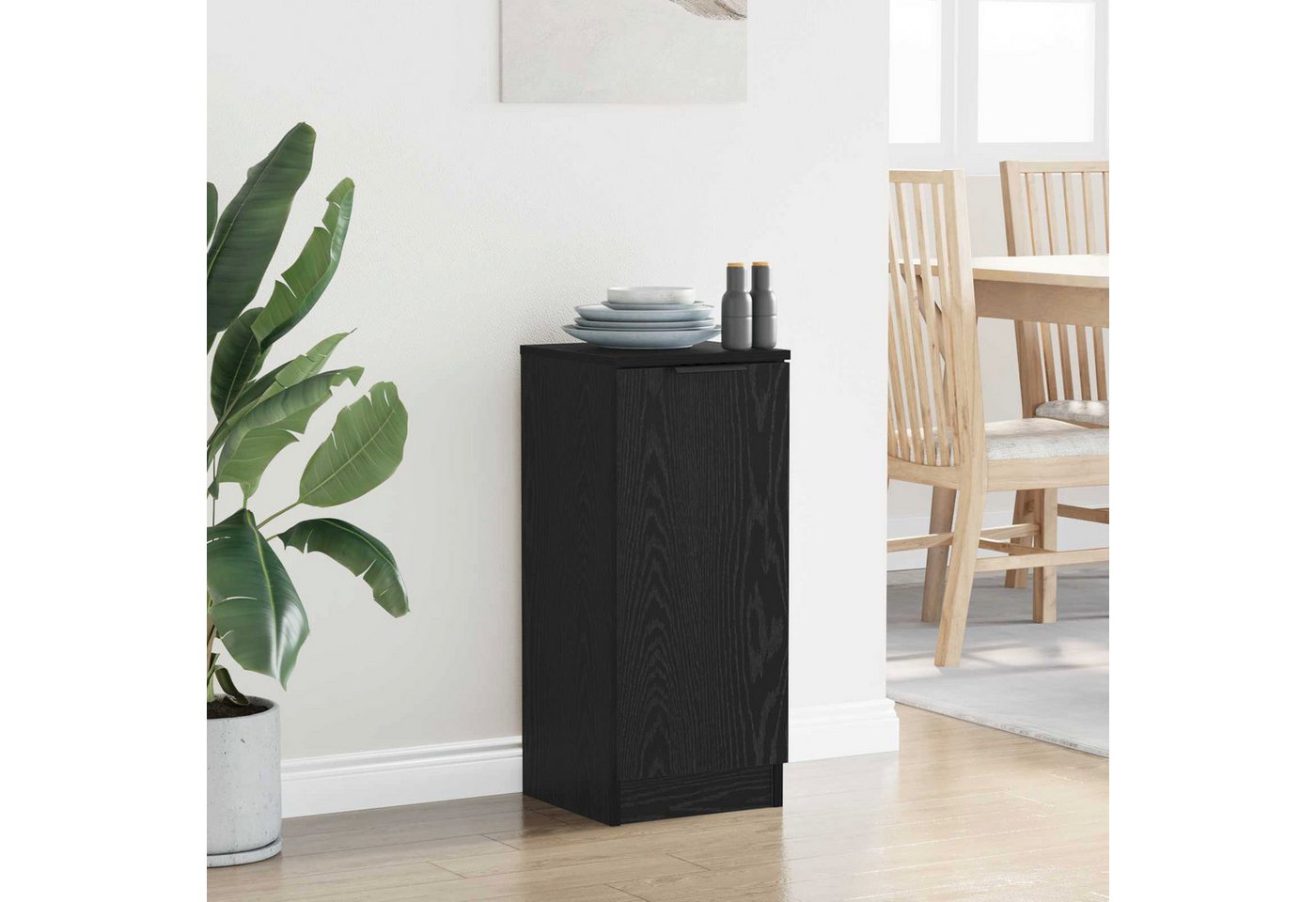 vidaXL Sideboard Sideboard Schwarz Eichen-Optik 30 x 30 x 70 cm Holzwerkstoff (1 St) – Bild 4 von 5