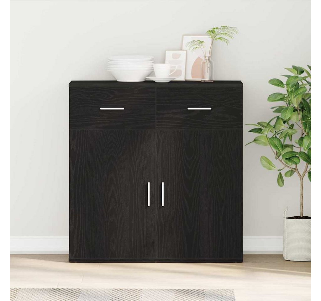 vidaXL Sideboard Sideboard Schwarz Eichen-Optik 78 x 38 x 80 cm Holzwerkstoff (1 St) – Bild 2 von 5