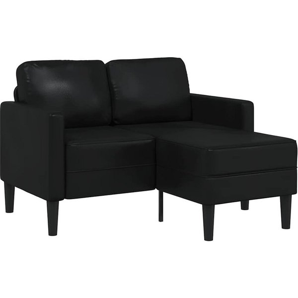 vidaXL Sofa 2-Sitzer-Sofa mit Chaiselongue L-förmig Schwarz 125 cm Kunstleder, 1 Teile
