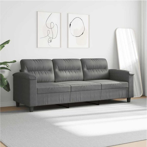 vidaXL Sofa 3-Sitzer-Sofa Dunkelgrau 180 cm Mikrofasergewebe, 1 Teile