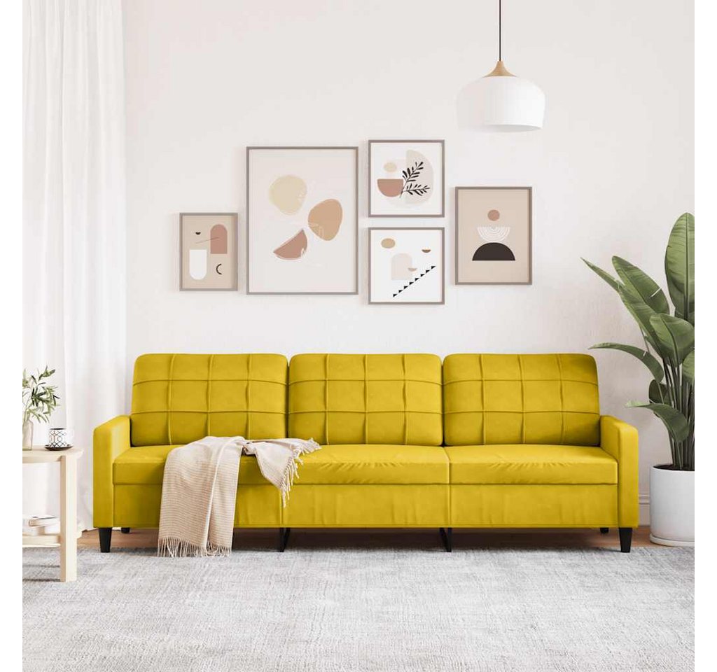 vidaXL Sofa 3-Sitzer-Sofa Gelb 210 cm Samt, 1 Teile – Bild 3 von 5