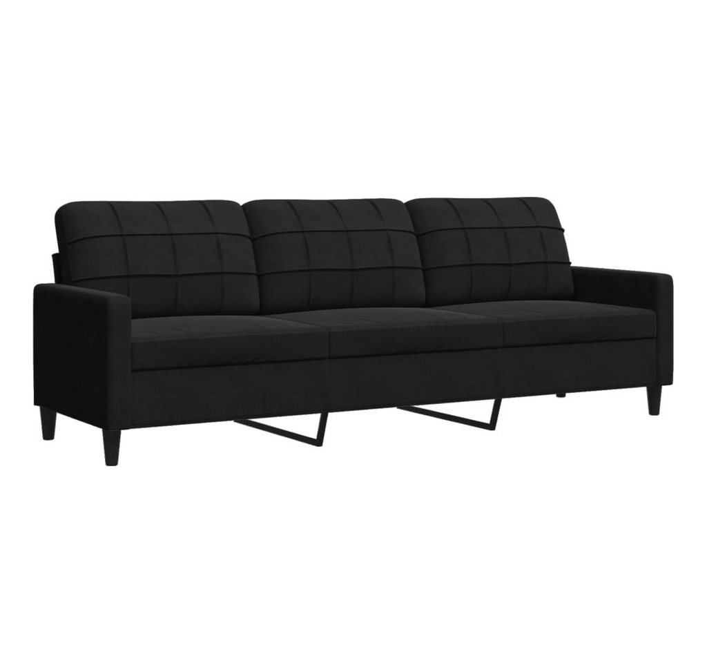vidaXL Sofa 3-tlg. Sofagarnitur mit Kissen Schwarz Samt, 1 Teile – Bild 4 von 5