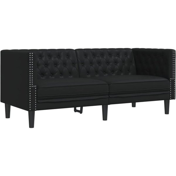 vidaXL Sofa Chesterfield-Sofa 2-Sitzer Schwarz Kunstleder, 1 Teile