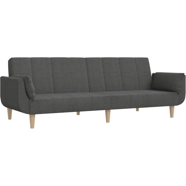 vidaXL Sofa Schlafsofa 2-Sitzer mit 2 Kissen Dunkelgrau Stoff