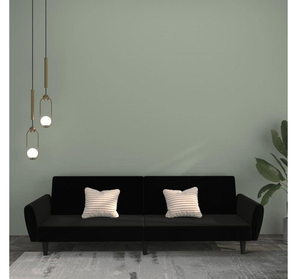vidaXL Sofa Schlafsofa 2-Sitzer Schwarz Samt, 1 Teile – Bild 2 von 5