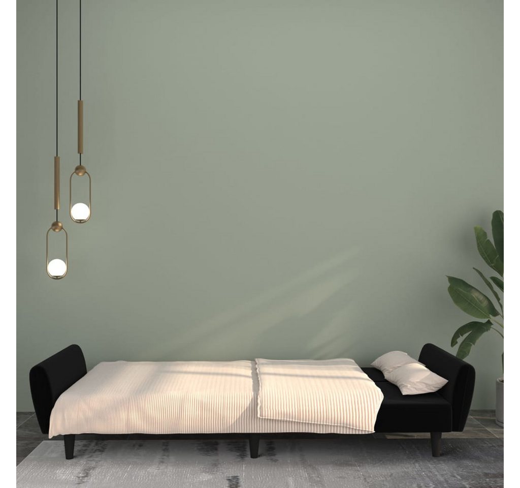 vidaXL Sofa Schlafsofa 2-Sitzer Schwarz Samt, 1 Teile – Bild 3 von 5