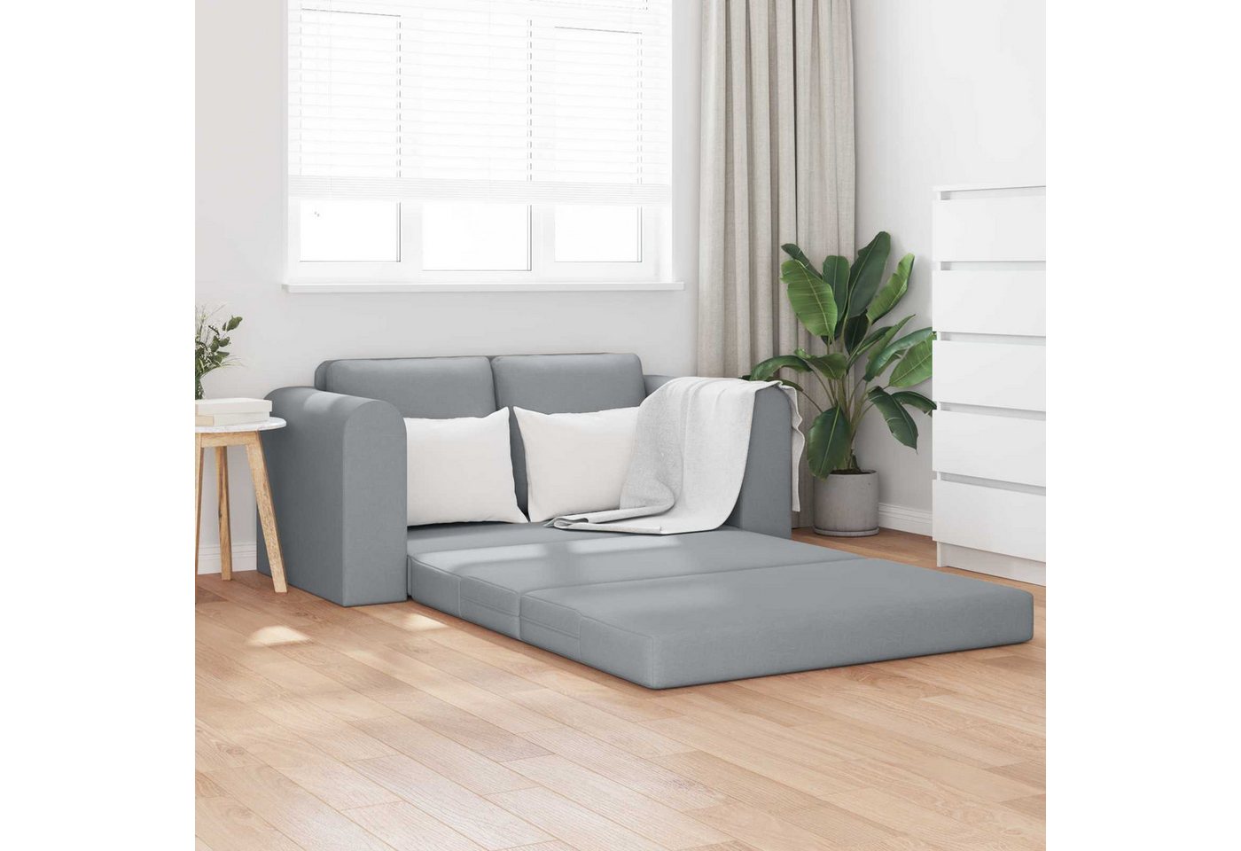 vidaXL Sofa Schlafsofa Hellgrau 148 x 71 x 83 cm Stoff, 1 Teile – Bild 2 von 5