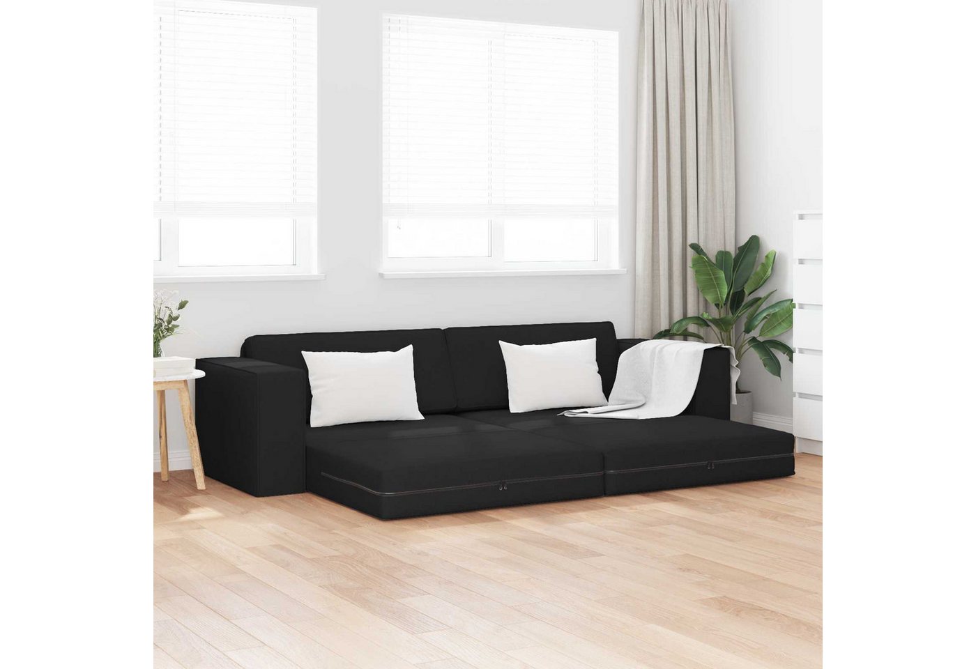 vidaXL Sofa Schlafsofa Schwarz 245 x 78 x 77 cm Stoff, 1 Teile – Bild 2 von 5