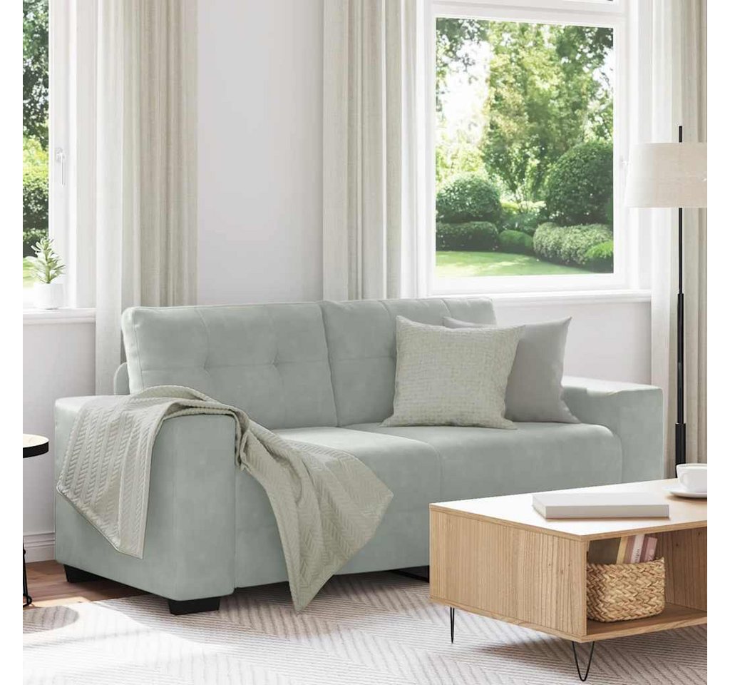 vidaXL Sofa Zweisitzer-Sofa Hellgrau 180x77x82 cm Samt, 1 Teile – Bild 2 von 5