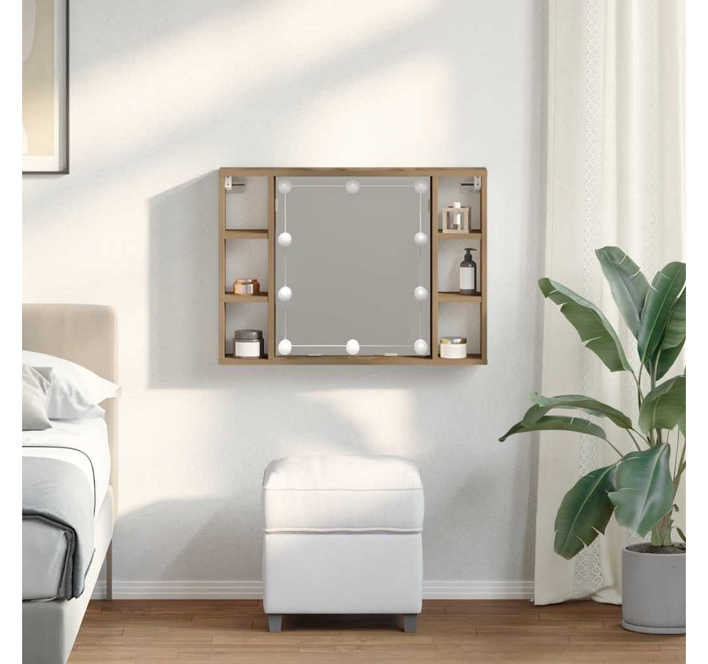 vidaXL Spiegelschrank Spiegelschrank mit LED-Leuchten Artisan-Eiche 76x15x55 cm (1-St) – Bild 3 von 5