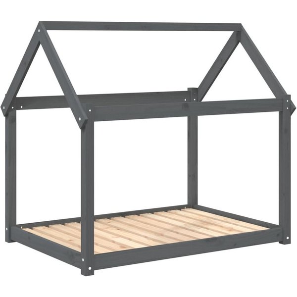 vidaXL Tierbett, Hundebett Grau 111x80x100 cm Massivholz Kiefer