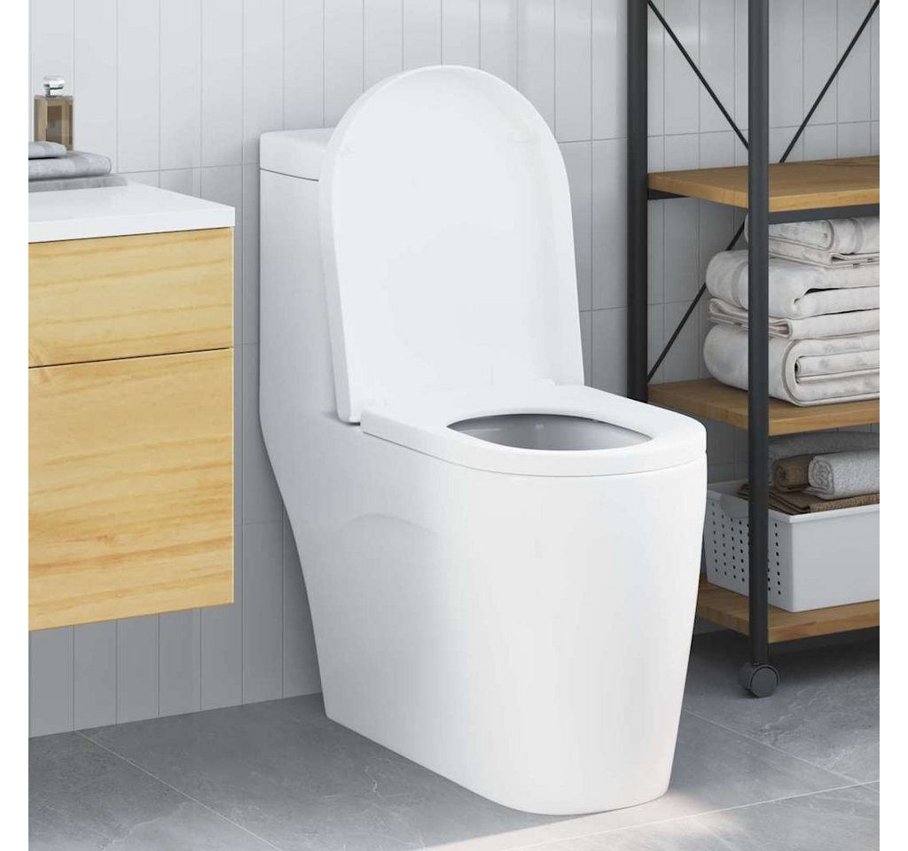 vidaXL WC-Sitz 48 x 36,5 x 4,5 cm Toilettensitz Oval Weiß 48x36,5 cm mit sanft schlie – Bild 2 von 5