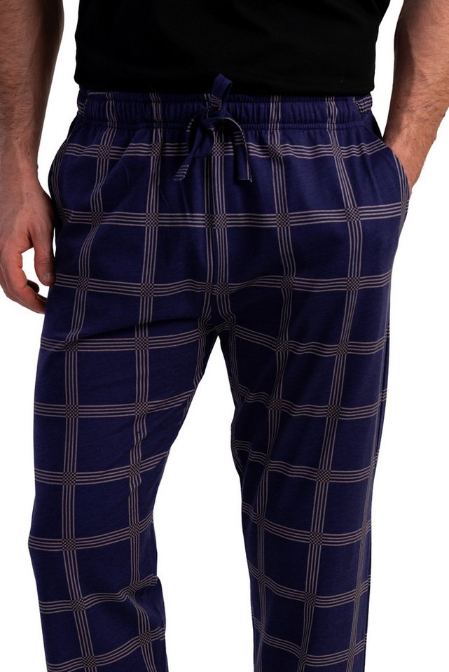 Vienetta Pyjamahose Man (1-tlg., 1-teilig) Herren Schlafhose lang Relaxhose Homewearhose Baumwolle große Größen – Bild 3 von 5