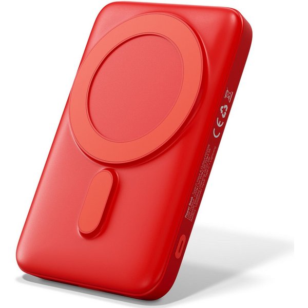 VIESTA 10.000mAh Rot USB-C Wireless Charger QC 22,5W & PD 20 W Fast Charging Powerbank, USB-A, Lightning-Eingang, LED-Anzeige, ABS-Gehäuse, kompakt, leicht