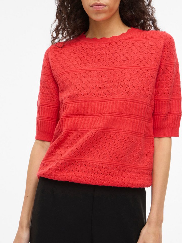 Vila Kurzarmpullover VIMILOS S/S O-NECK POINTELLE TOP - NOOS – Bild 3 von 5