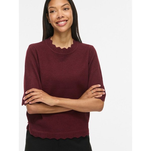 Vila Kurzarmpullover VINIKOLINA O-NECK 2/4 KNIT TOP - NOOS Materialmix, normal geschnitten