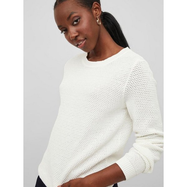 Vila Rundhalspullover VIDALO O-NECK L/S KNIT TOP- NOOS Baumwolle, regular fit