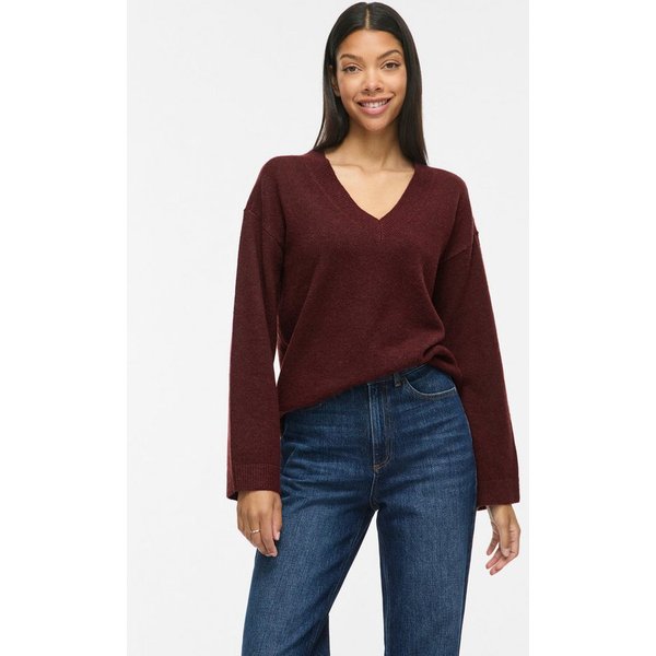 Vila Strickpullover VILIGA L/S REV V-NECK KNIT TOP - NOOS Regular Fit, aus Materialmix mit elastischen Eigenschaften