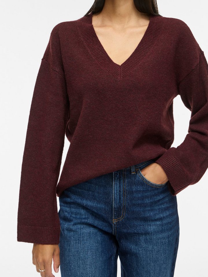 Vila Strickpullover VILIGA L/S REV V-NECK KNIT TOP - NOOS Regular Fit, aus Materialmix mit elastischen Eigenschaften – Bild 2 von 5