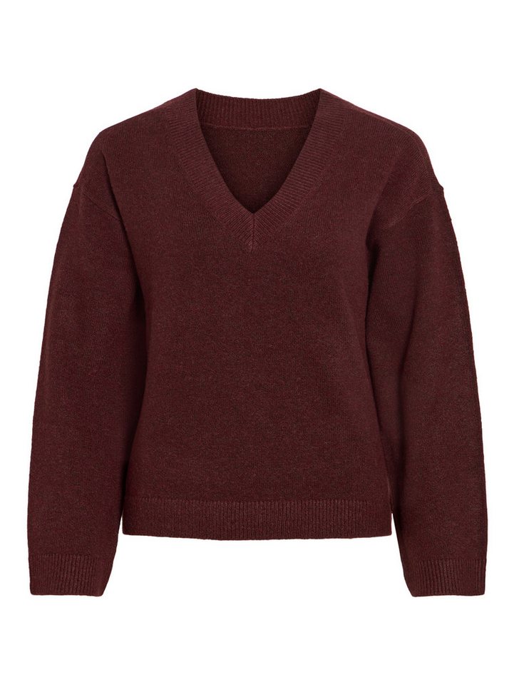 Vila Strickpullover VILIGA L/S REV V-NECK KNIT TOP - NOOS Regular Fit, aus Materialmix mit elastischen Eigenschaften – Bild 5 von 5