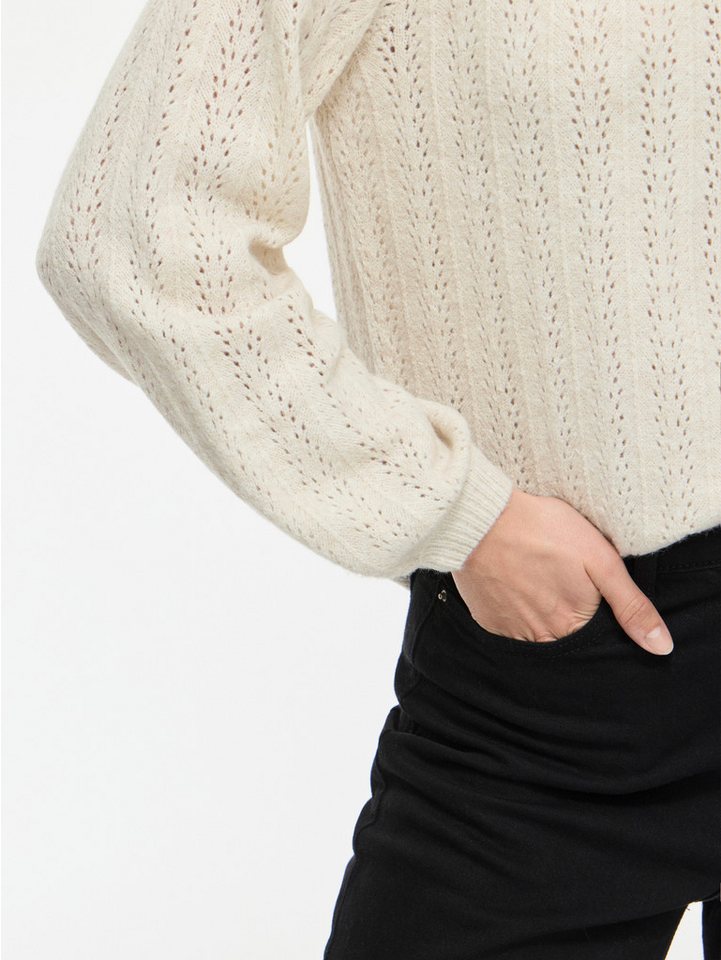 Vila Strickpullover VILIGA POINTELLE L/S O-NECK TOP -NOOS Materialmix – Bild 3 von 5