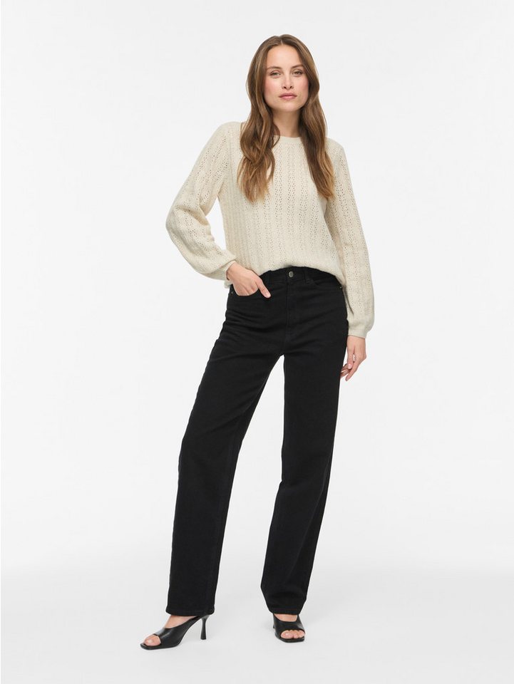 Vila Strickpullover VILIGA POINTELLE L/S O-NECK TOP -NOOS Materialmix – Bild 4 von 5