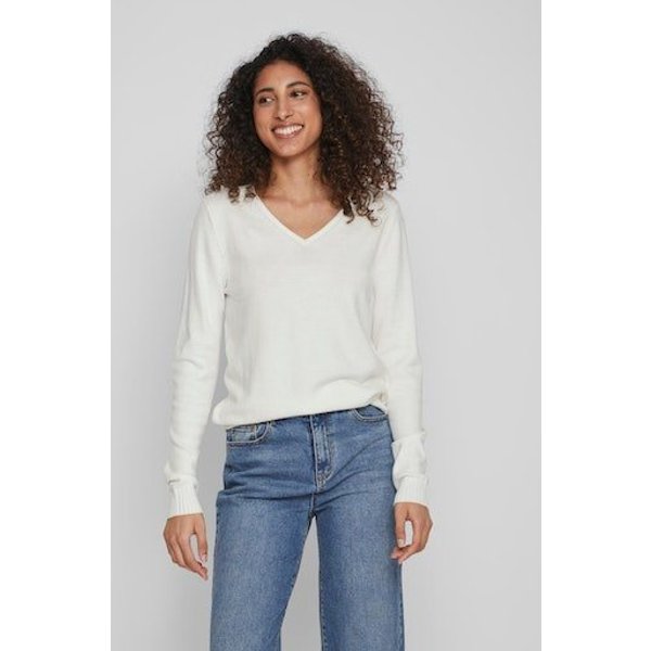 Vila V-Ausschnitt-Pullover VIRIL V-NECK L/S KNIT TOP - NOOS Materialmix, regular fit