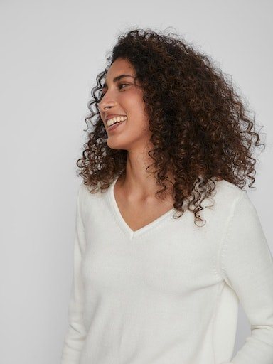 Vila V-Ausschnitt-Pullover VIRIL V-NECK L/S KNIT TOP - NOOS Materialmix, regular fit – Bild 3 von 5