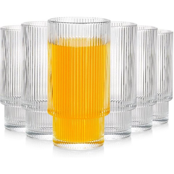 Vilde Gläser-Set Gläser Set 320ml Hohe Trinkgläser mit geriffelter Struktur, 6-tlg., Glas, spülmaschinengeeignet, geriffelt, 6 Stück
