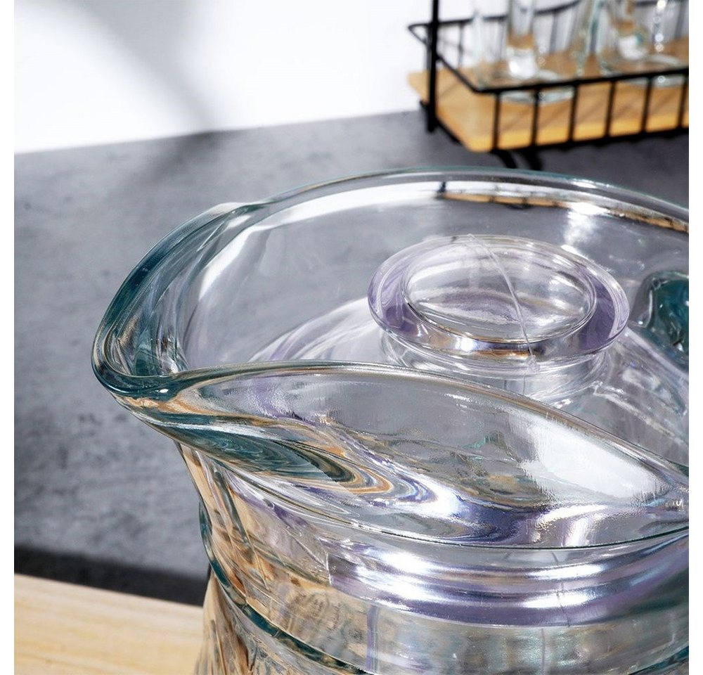 Vilde Wasserkrug Glaskrug mit Deckel, (1-tlg., 1x Glaskrug, 1x Deckel), Ergonomischer Griff – Bild 4 von 5