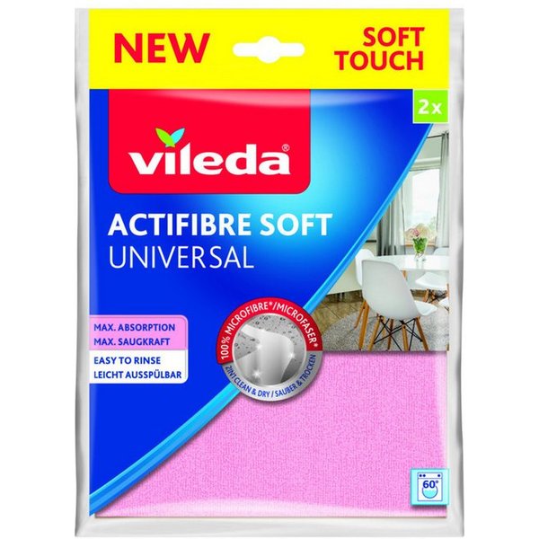 Vileda Actifibre Soft Allzwecktuch 2-er Pack Reinigungstücher (Mikrofaser)