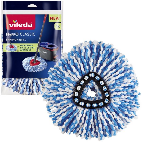 Vileda Vileda H2Pro Spinmop Ersatzbezug Wischbezug (Mikrofaser, 1-tlg., Ersatz-Wischkopf für das H2PRO Spin Mop System)