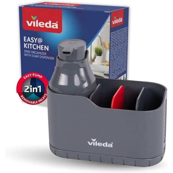 Vileda Küchenorganizer-Set Spülbeckenorganizer mit Seifenspender Polypropylen, (Set, Set), mit Seifenspender für Schwämme & Bürsten