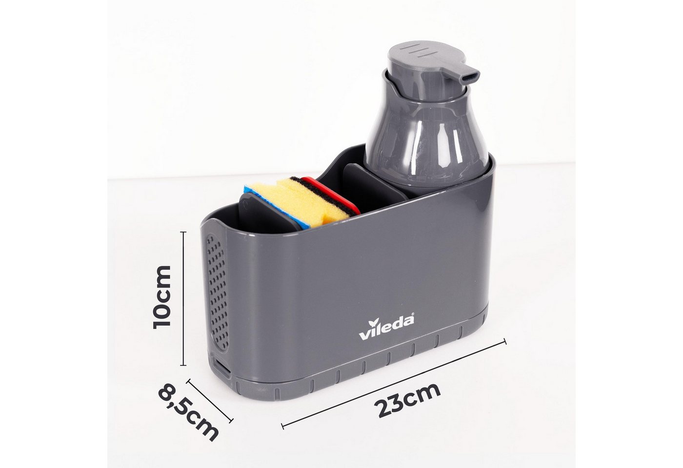Vileda Küchenorganizer-Set Spülbeckenorganizer mit Seifenspender Polypropylen, (Set, Set), mit Seifenspender für Schwämme & Bürsten – Bild 2 von 5