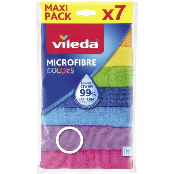 Vileda Mikrofasertücher Colors 7er Pack Reinigung Allzwecktücher 30 x 30 cm Mikrofasertuch (Mikrofaser, 30x30 cm)