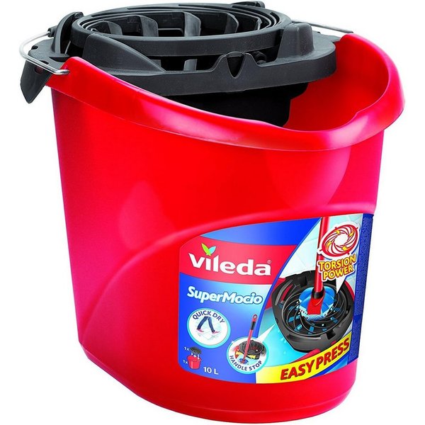 Vileda Putzeimer SuperMocio Eimer mit Powerpresse zum optimalen Auswringen, (1-tlg)
