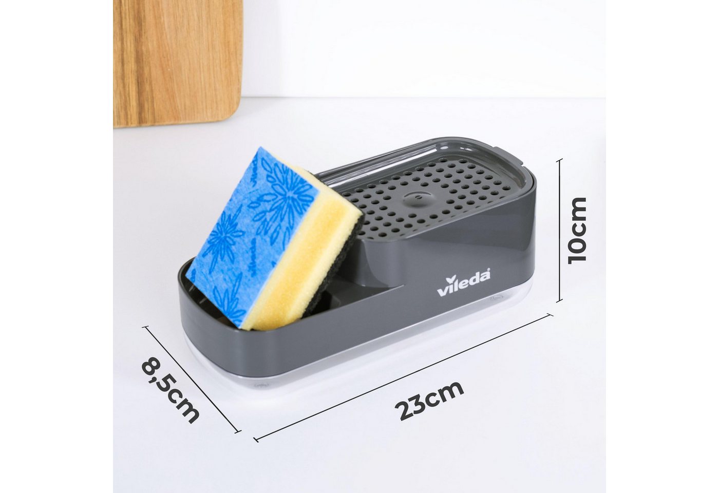 Vileda Spülmittelspender Pumpspender mit Schwammablage Polypropylen, (Set, Set), mit Schwammablage Polypropylen – Bild 2 von 5